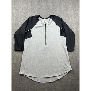 Lululemon Spin City Top Women Sz 10 Large Gray Half Zip Pullover Shirt